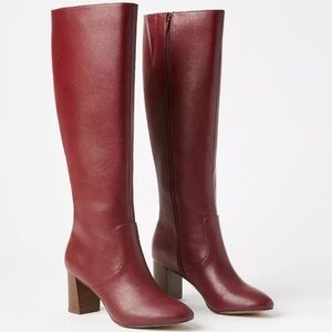 LOFT Red Over the Knee Boots Classic Silhouette
